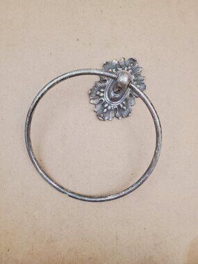 vintage Metal Towel Holder For Bathroom Wall , Engraved Towel Holder Ring, Solid